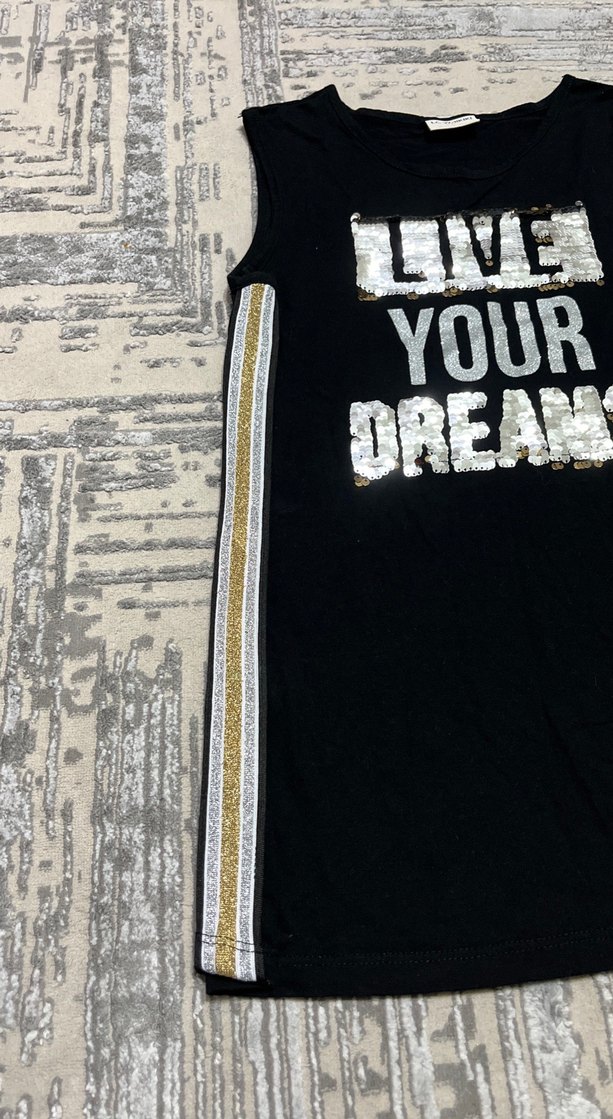 Kız Çocuk Siyah Payetli Spor Tişört - Görsel 3