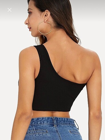 Diğer Tek Omuz Crop Bluz