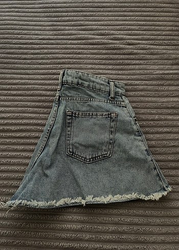 Mini Kot Şort Bel Detaylı