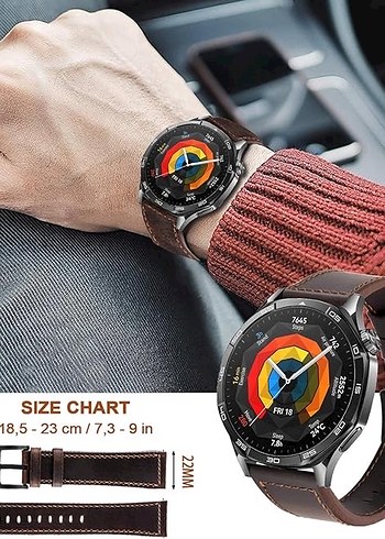 Huawei Watch GT Model Saat uyumlu Gerçek Deri Saat Kayış Kordonu - Görsel 5