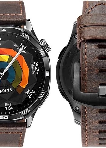 Huawei Watch GT Model Saat uyumlu Gerçek Deri Saat Kayış Kordonu - Görsel 3