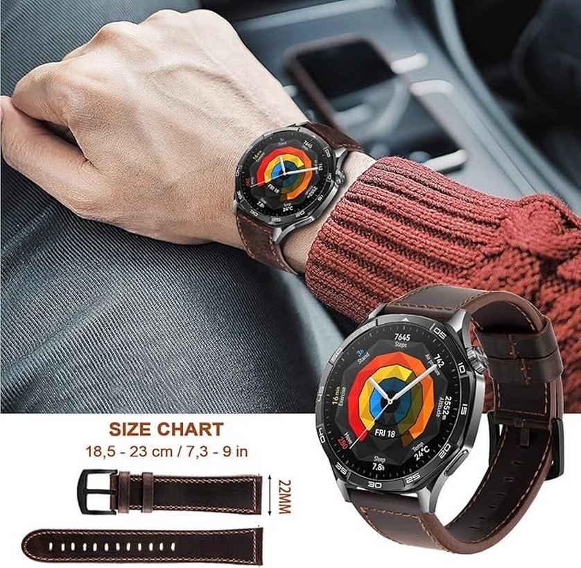 Huawei Watch GT Model Saat uyumlu Gerçek Deri Saat Kayış Kordonu - Görsel 5