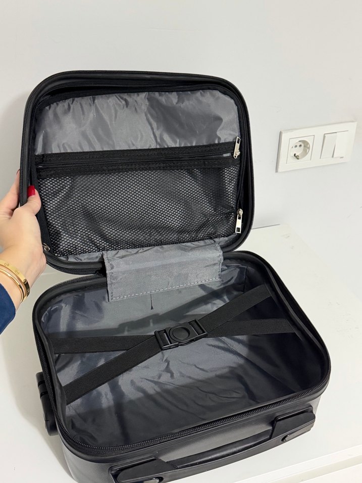 Cap polos Gri Fermuarlı kucuk Valiz - Görsel 3