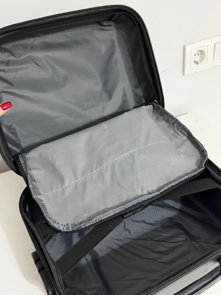 Cap polos Gri Fermuarlı kucuk Valiz - Görsel 5