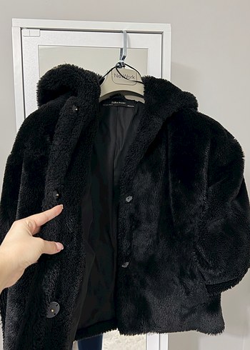 Zara kapüşonlu kürk mont - Görsel 2