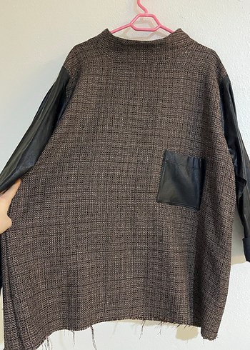Kadın Kahverengi Salaş Örgü Kazak - Görsel 2
