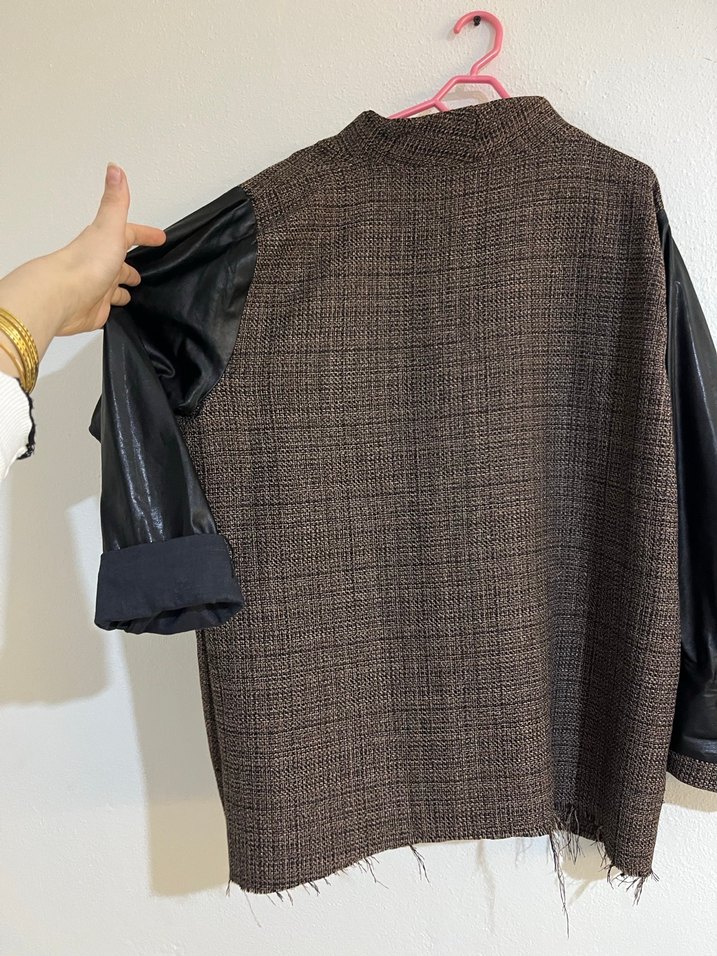 Kadın Kahverengi Salaş Örgü Kazak - Görsel 3