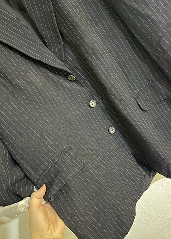 Düğmeli Koyu Gri Kadın Blazer Ceket - Görsel 3