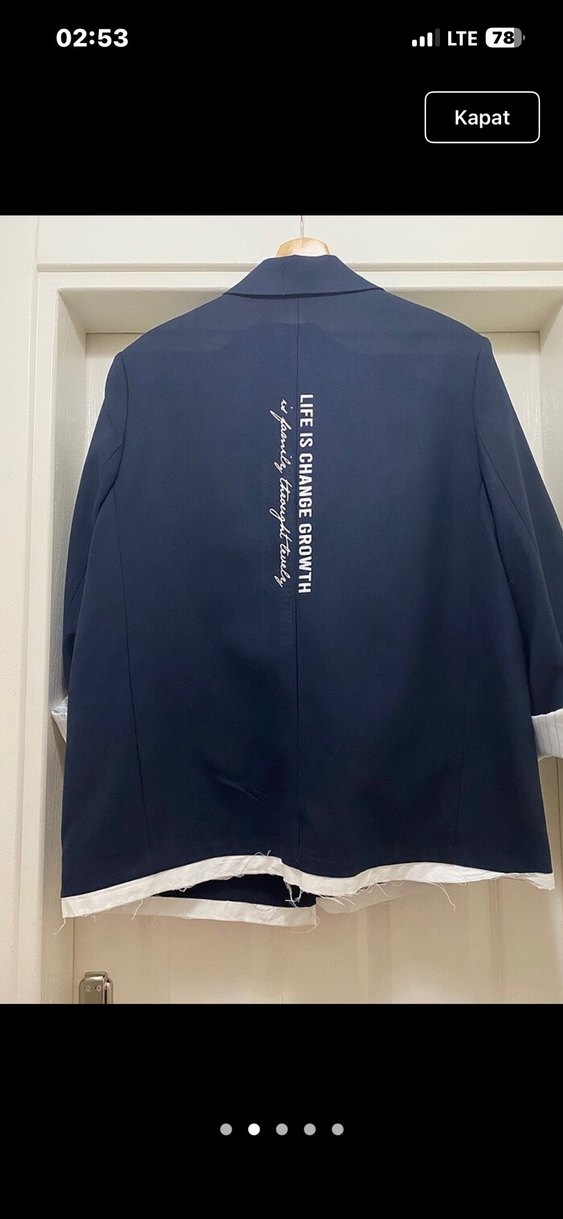 Düğmeli Mavi Kadın Blazer Ceket - Görsel 2