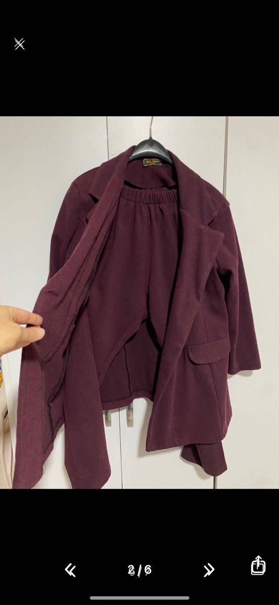 Bordo Süet Düğmeli Kadın Blazer Ceket - Görsel 2