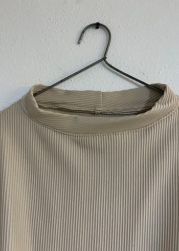 Bej Kadın Keten Uzun Kollu Yüksek Yaka Kazak - Görsel 5