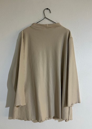 Bej Kadın Keten Uzun Kollu Yüksek Yaka Kazak - Görsel 6