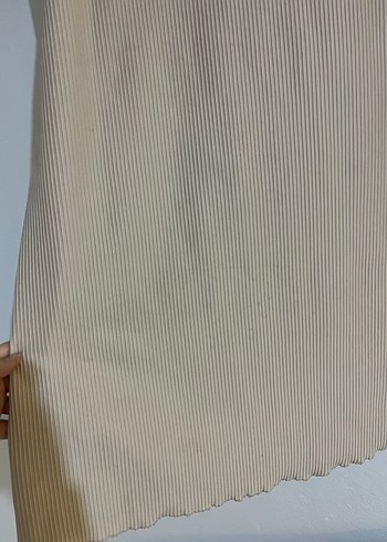 Bej Kadın Keten Uzun Kollu Yüksek Yaka Kazak - Görsel 2