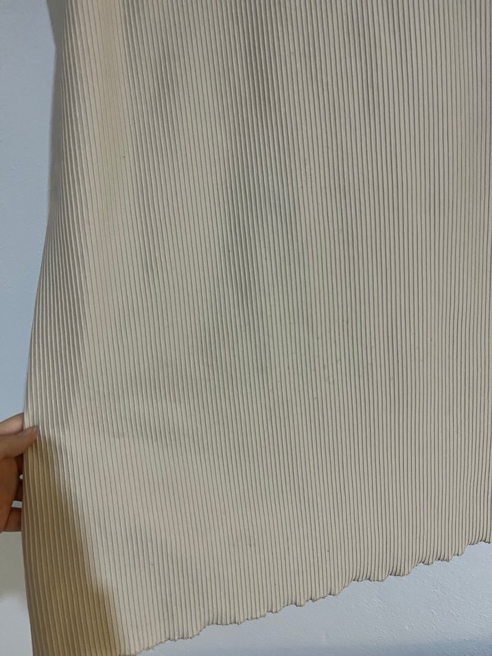 Bej Kadın Keten Uzun Kollu Yüksek Yaka Kazak - Görsel 2