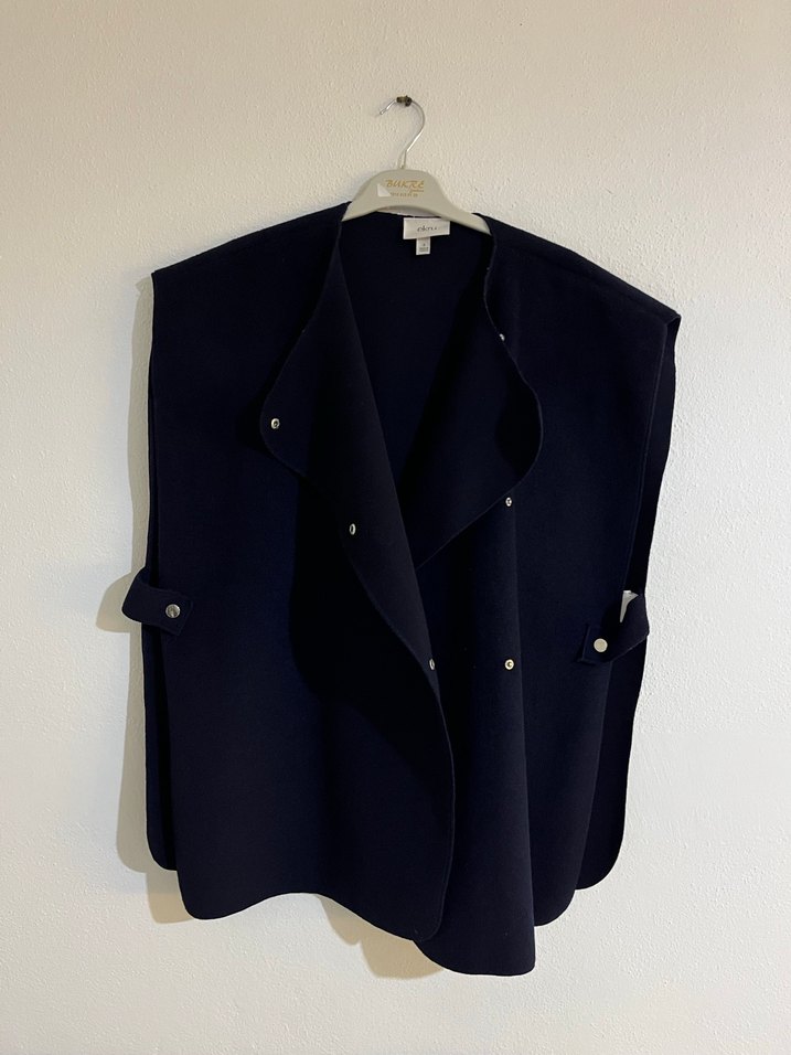 Düğmeli lacivert Kolsuz Midi  Yeleği - Görsel 3