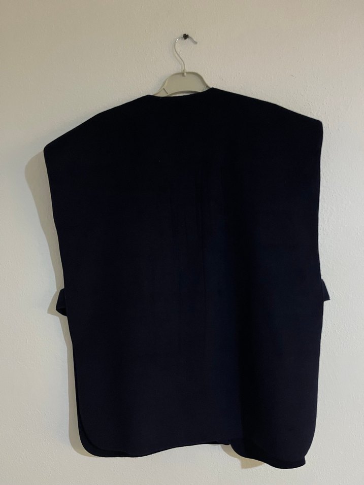 Düğmeli lacivert Kolsuz Midi  Yeleği - Görsel 5