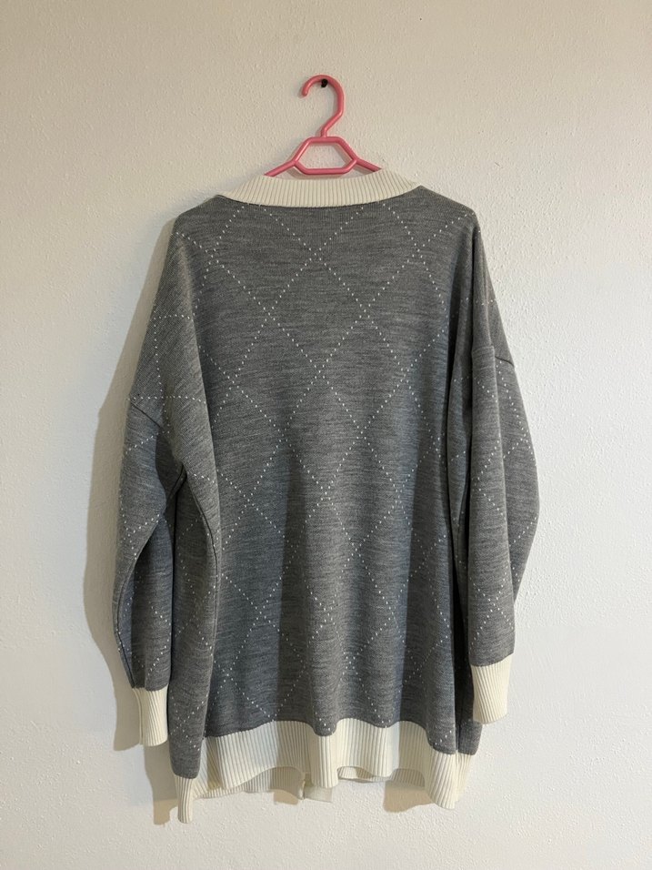 Gri Örgü Kadın Hırka - Görsel 4