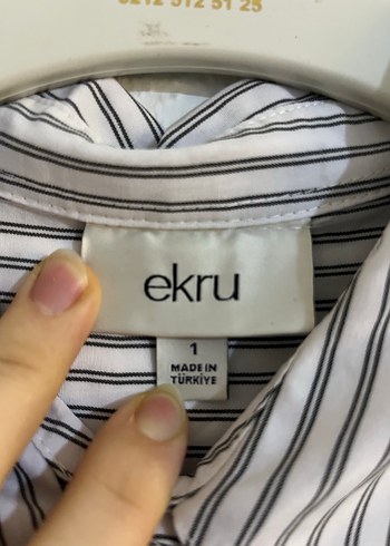 Gri Çizgili Kadın Pamuk Gömlek - Görsel 3