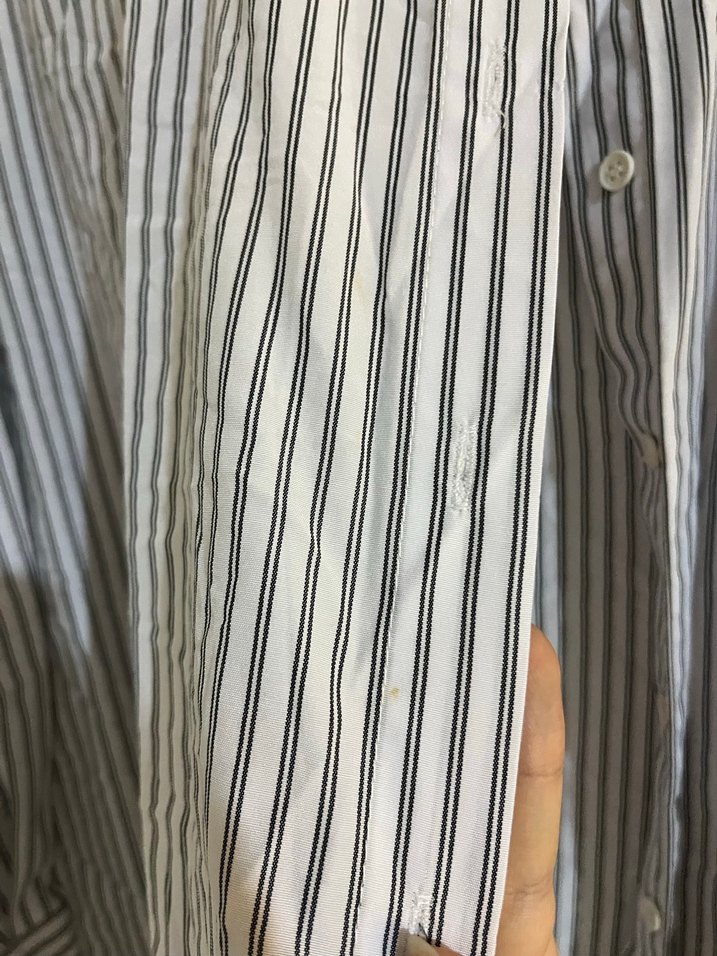 Gri Çizgili Kadın Pamuk Gömlek - Görsel 2