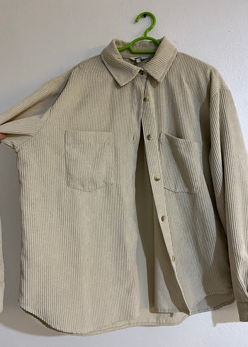 Bej Kadın Keten Düğmeli Uzun Kollu Gömlek - Görsel 2