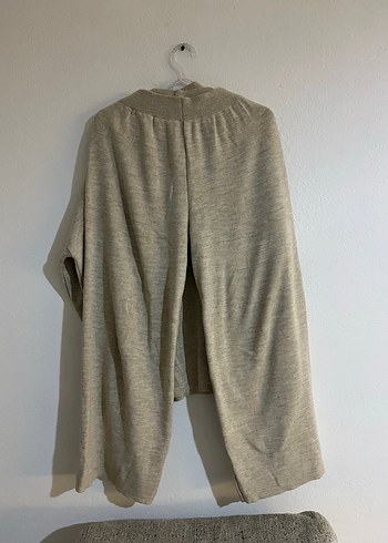 Bej Uzun Kollu Keten Boğazlı Kazak ikili takım - Görsel 4