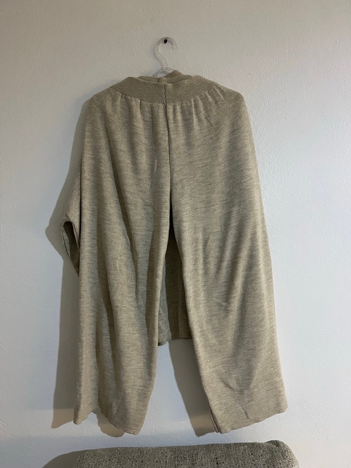 Bej Uzun Kollu Keten Boğazlı Kazak ikili takım - Görsel 4