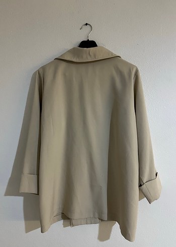 Bej Mini Kadın Keten Trençkot - Görsel 4