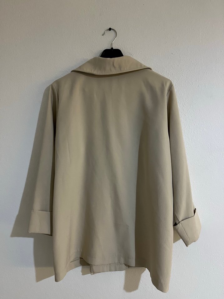 Bej Mini Kadın Keten Trençkot - Görsel 4