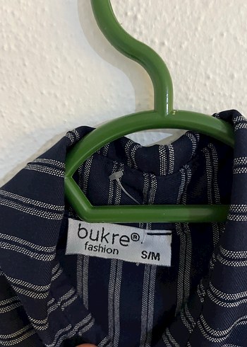 Lacivert Çizgili Kadın Keten Gömlek - Görsel 4