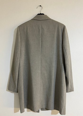 Düğmeli Bej Keten Kadın Blazer - Görsel 6