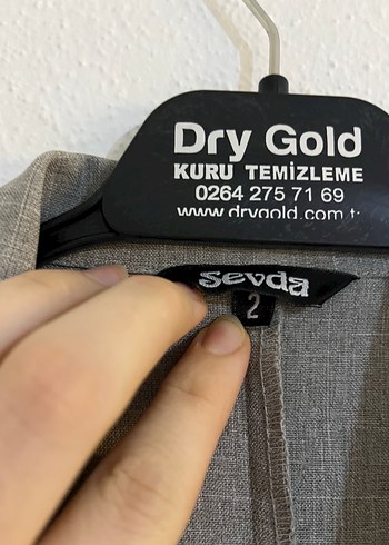 Düğmeli Bej Keten Kadın Blazer - Görsel 3