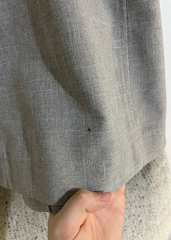 Düğmeli Bej Keten Kadın Blazer - Görsel 5