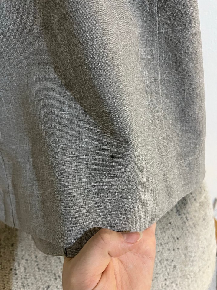 Düğmeli Bej Keten Kadın Blazer - Görsel 5