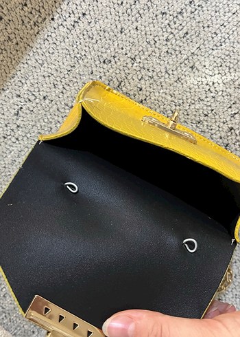 Sarı Yılan Derisi Desenli Kadın Deri Çanta - Görsel 3