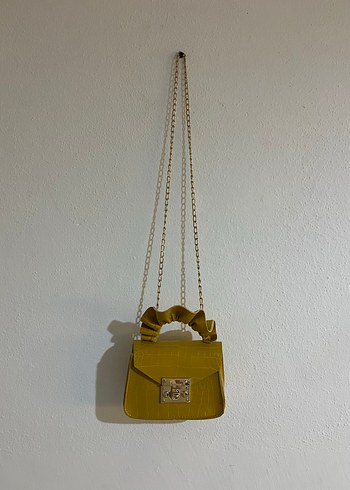 Sarı Yılan Derisi Desenli Kadın Deri Çanta - Görsel 4