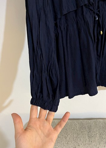 Lacivert Uzun Kollu Keten ikili takım - Görsel 5