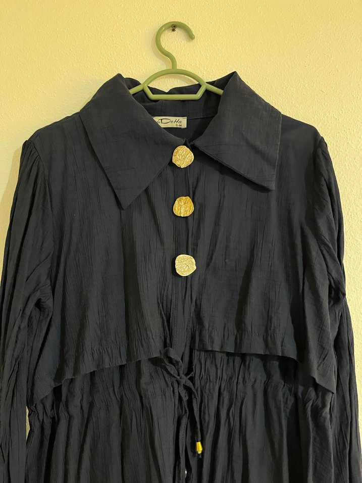 Lacivert Uzun Kollu Keten ikili takım - Görsel 2