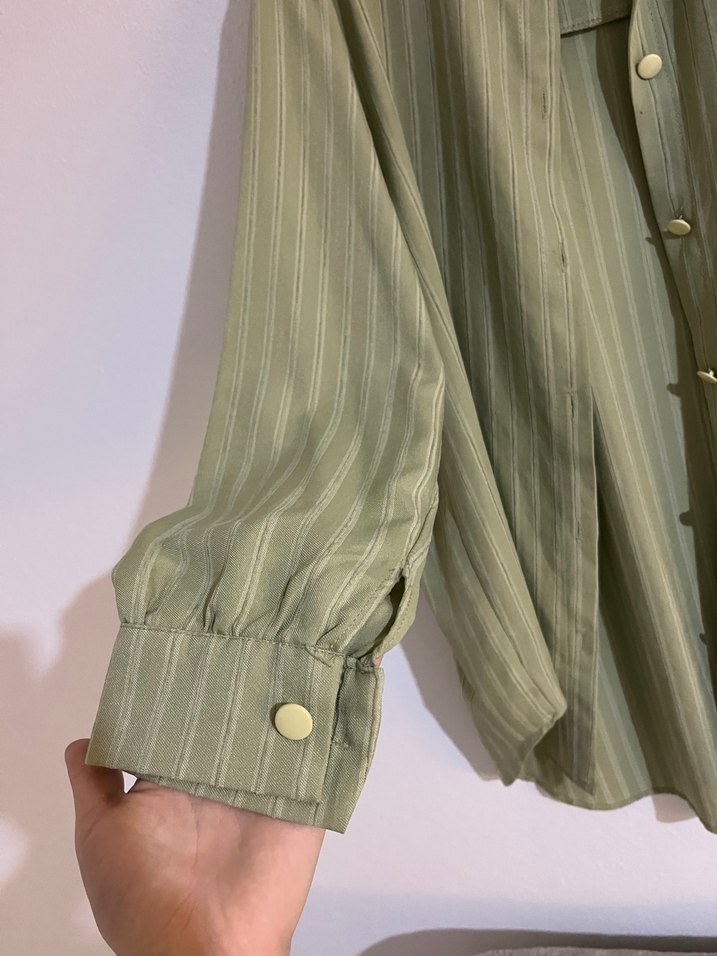 Düğmeli Kadın Keten Gömlek - Görsel 4