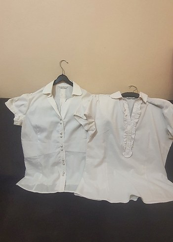 Kadın Beyaz Kısa Kollu Gömlek - Görsel 2