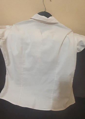 Kadın Beyaz Kısa Kollu Gömlek - Görsel 6