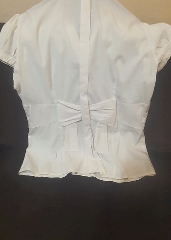 Kadın Beyaz Kısa Kollu Gömlek - Görsel 4