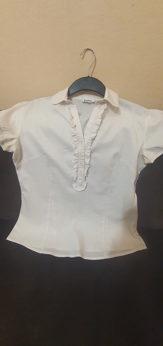 Kadın Beyaz Kısa Kollu Gömlek - Görsel 5