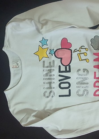 Kız Çocuk Beyaz Işıklı Uzun Kollu Tişört - Görsel 3