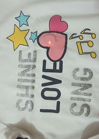 Kız Çocuk Beyaz Işıklı Uzun Kollu Tişört - Görsel 7
