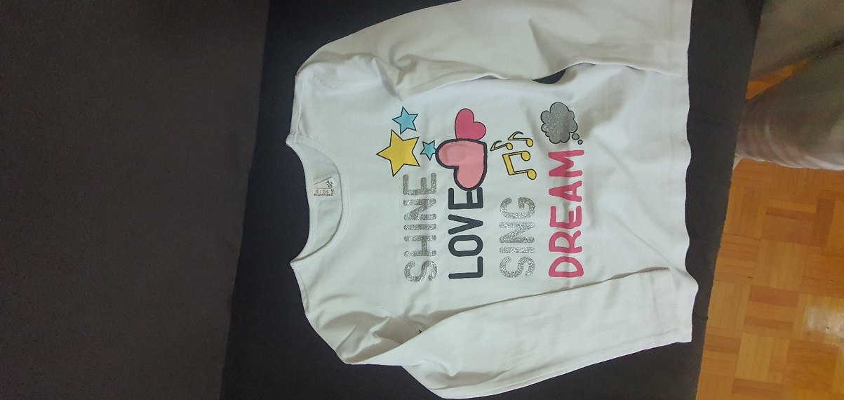 Kız Çocuk Beyaz Işıklı Uzun Kollu Tişört - Görsel 3