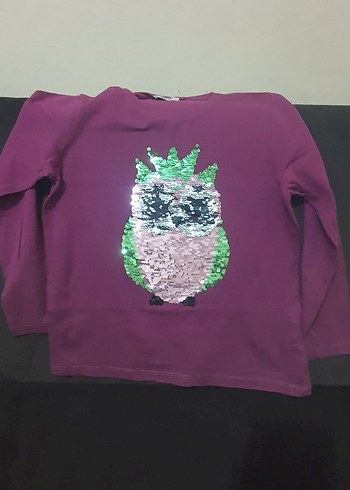 Kızlar İçin Parlak Baskılı Uzun Kollu Tişört - Görsel 2