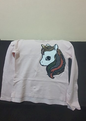 Kızlar İçin Parlak Baskılı Uzun Kollu Tişört - Görsel 5