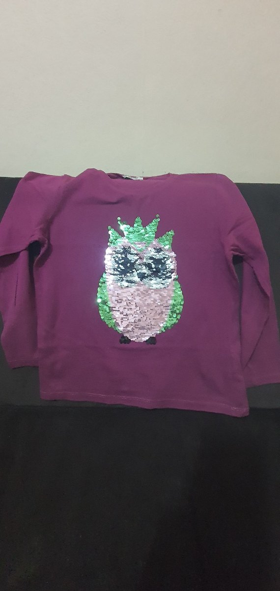 Kızlar İçin Parlak Baskılı Uzun Kollu Tişört - Görsel 2