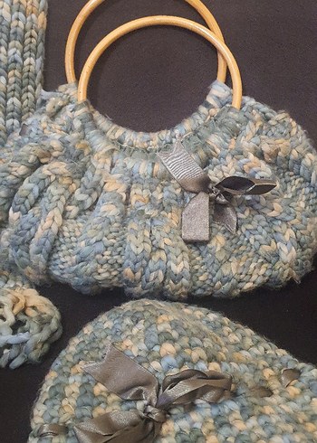 Vintage atkı- bere-çanta takımı - Görsel 2