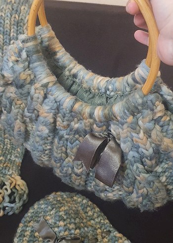 Vintage atkı- bere-çanta takımı - Görsel 3